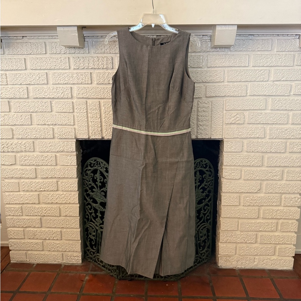 BCBG Max Azria Gray Textured Tweed Midi Sheath Dress Size 6